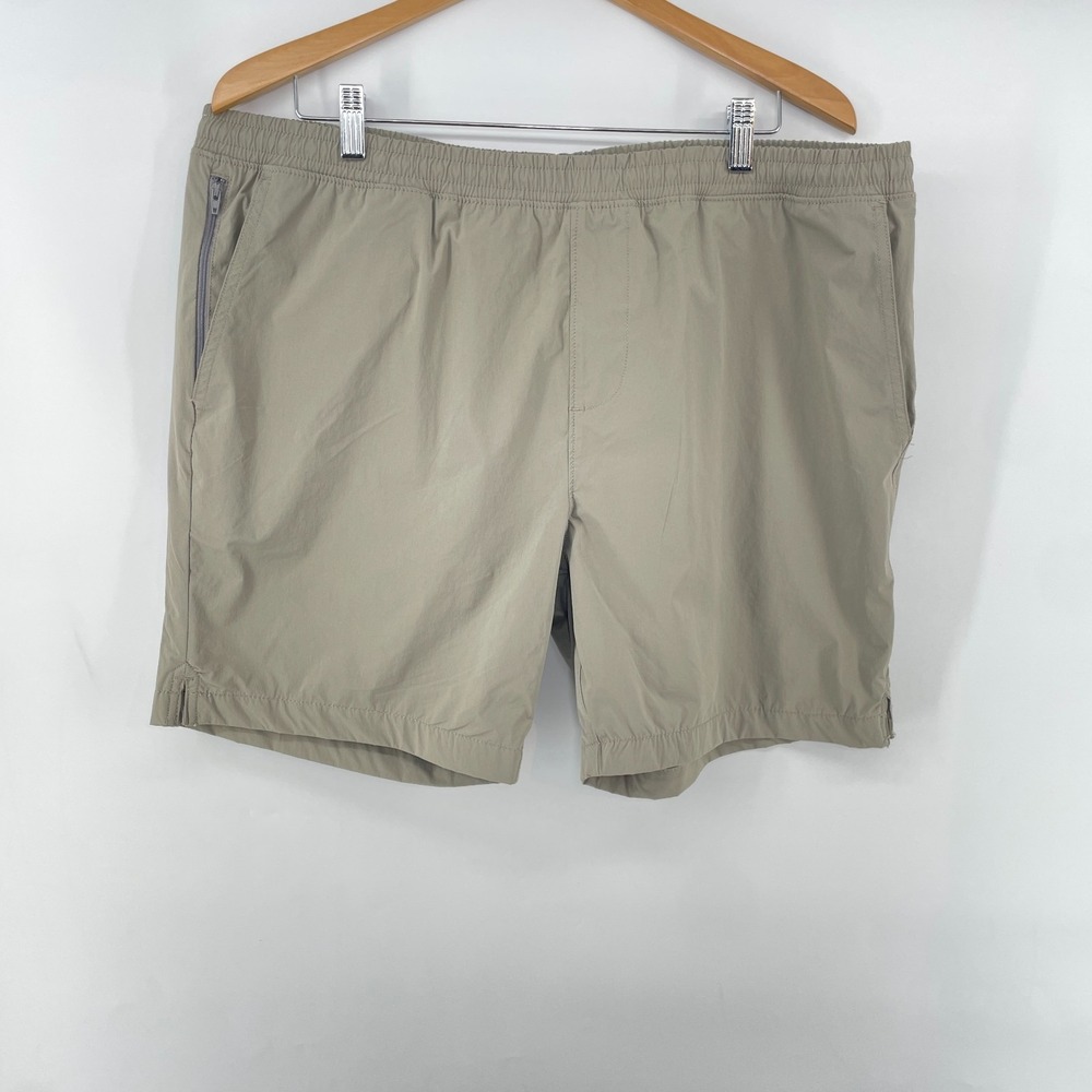 Slate & Stone Mens XXL Swim Trunks Beige Elastic Waist Mesh Lined Nylon 6.5"L